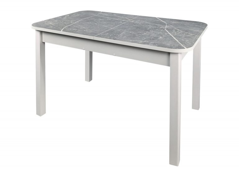 Стол Премьер раздвижной 120 x 80 (+50) см / Прямоугольный / Пластик Фаерстоун / Опора 9 (дерево) Белая РУСТ